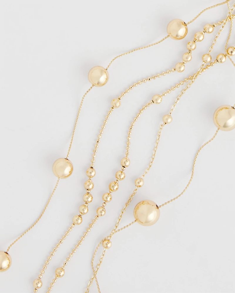 Chicos Multistrand Beaded Goldtone Necklace - GOLD