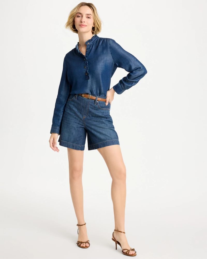 Chicos Lightweight Jean Shorts - SOLANA INDIGO