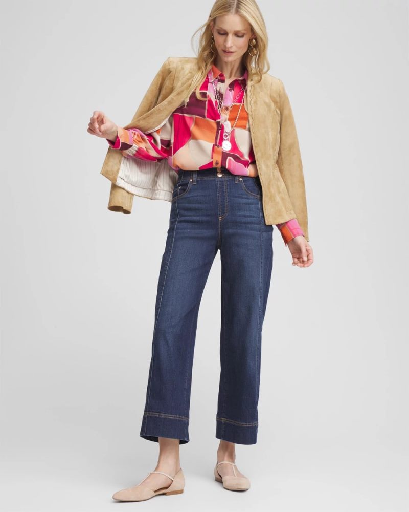 Chicos Faux Silk Sunset Collared Shirt - DRIED ROSES