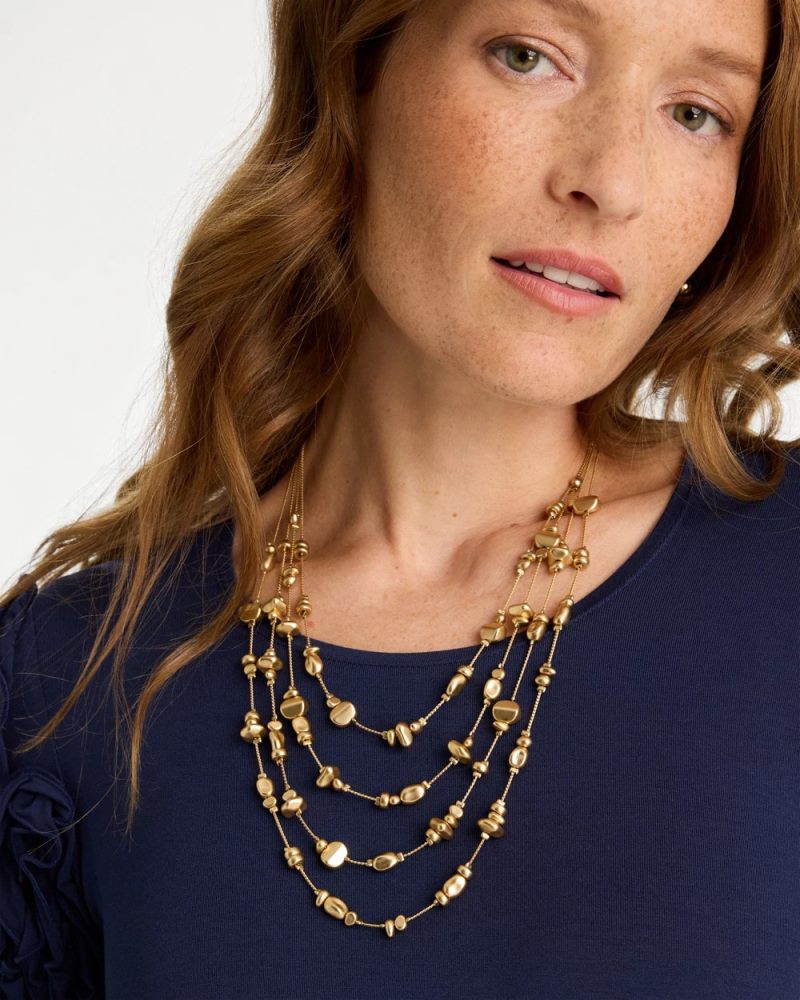 Chicos Golden Nugget Illusion Necklace - GOLD