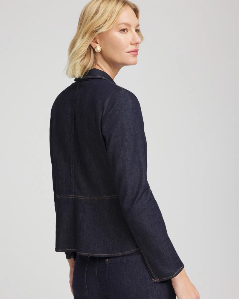 Chicos Denim Peplum Blazer - CEDAR RINSE