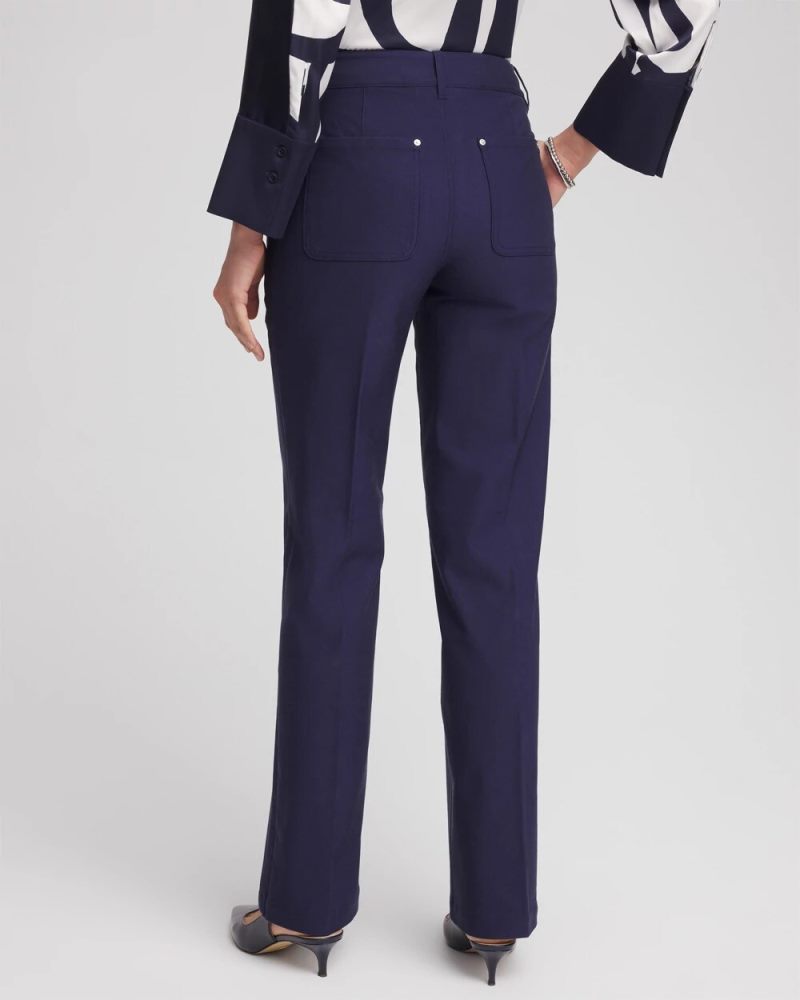 Chicos Cotton Straight-Leg Trousers - PASSPORT BLUE