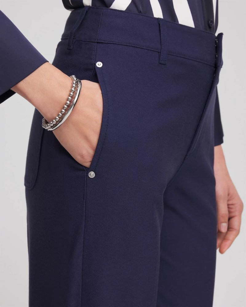 Chicos Cotton Straight-Leg Trousers - PASSPORT BLUE