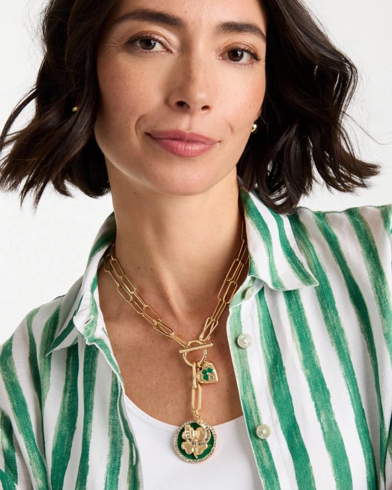 Chicos Lucky Charm Twice As Nice Necklace - GREEN