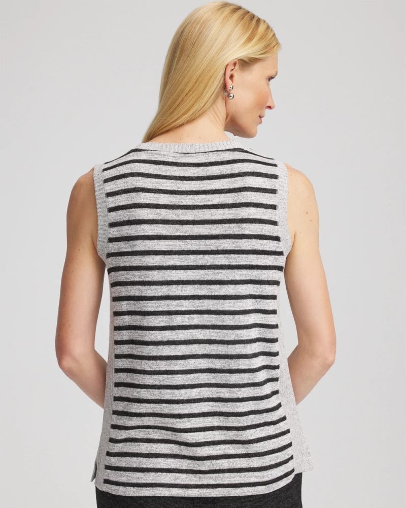 Chicos Zenergy® Striped Crewneck Tank - SALT AND PEPPER