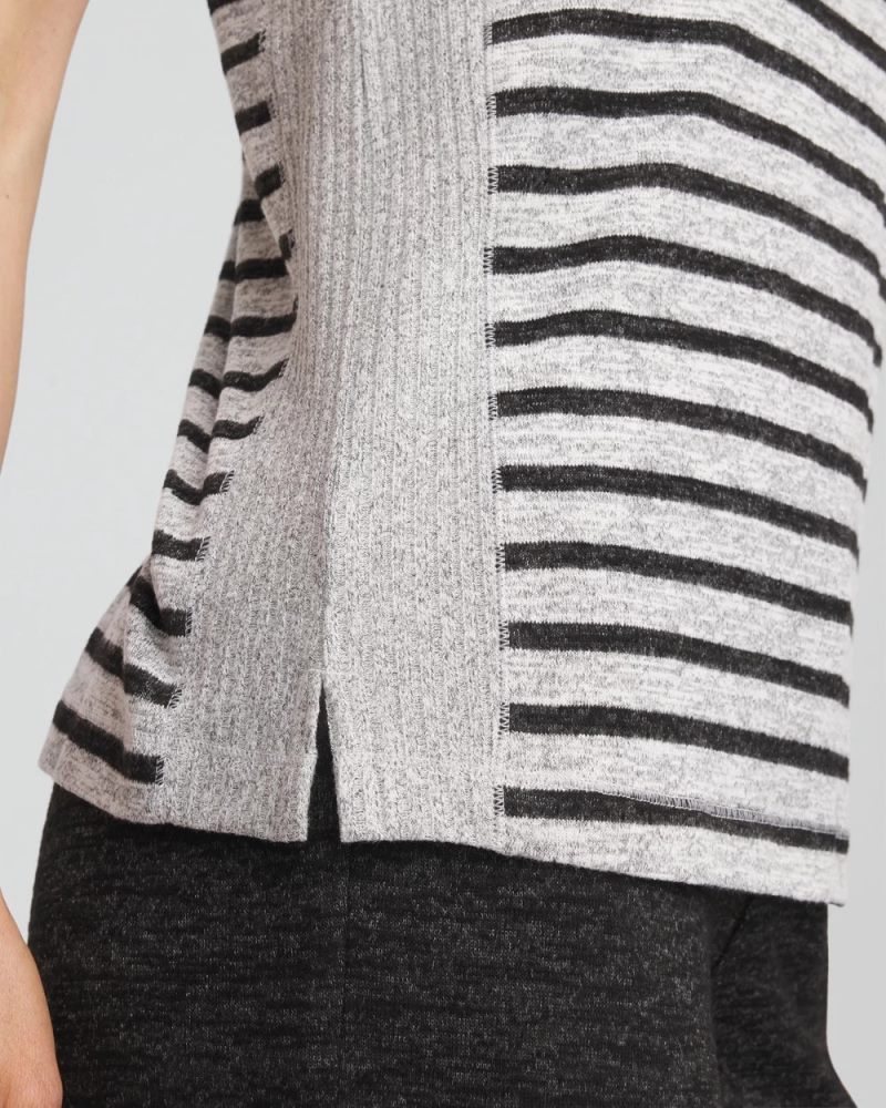 Chicos Zenergy® Striped Crewneck Tank - SALT AND PEPPER