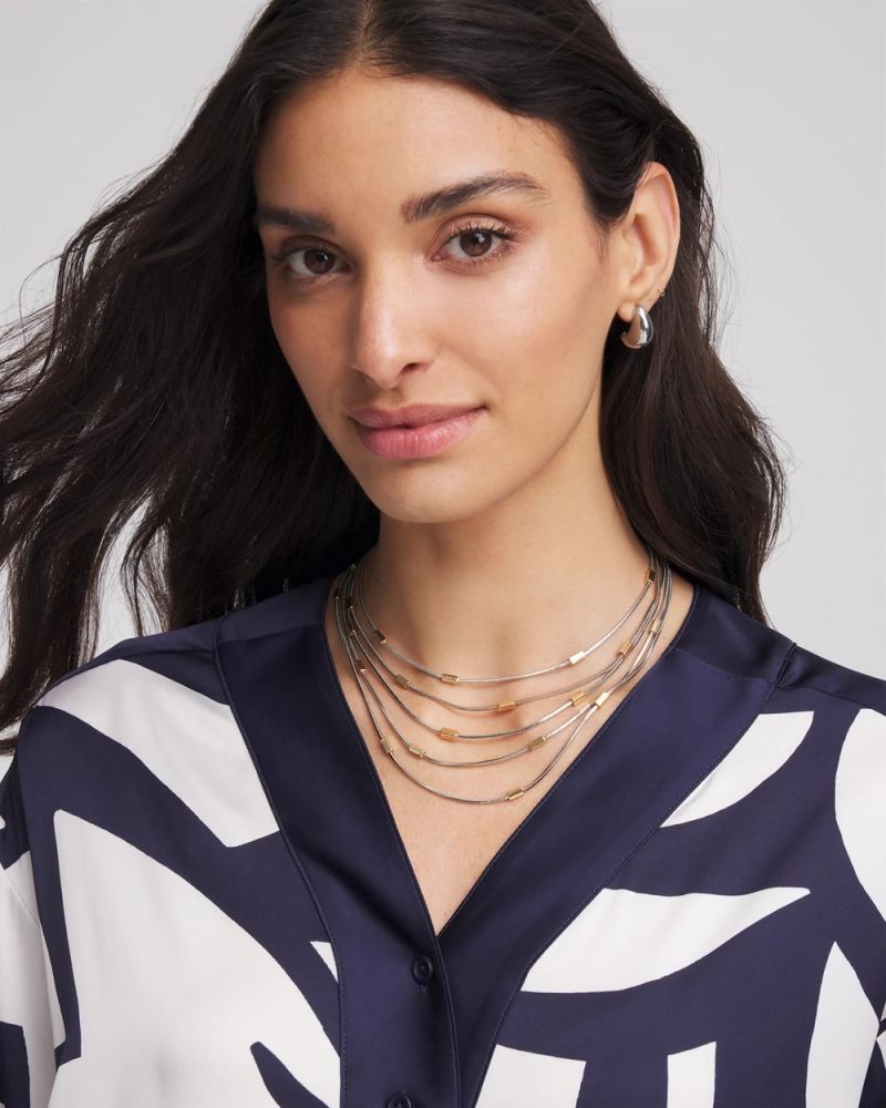 Chicos Mixed Metal Multi-Strand Necklace - MIXED METALS