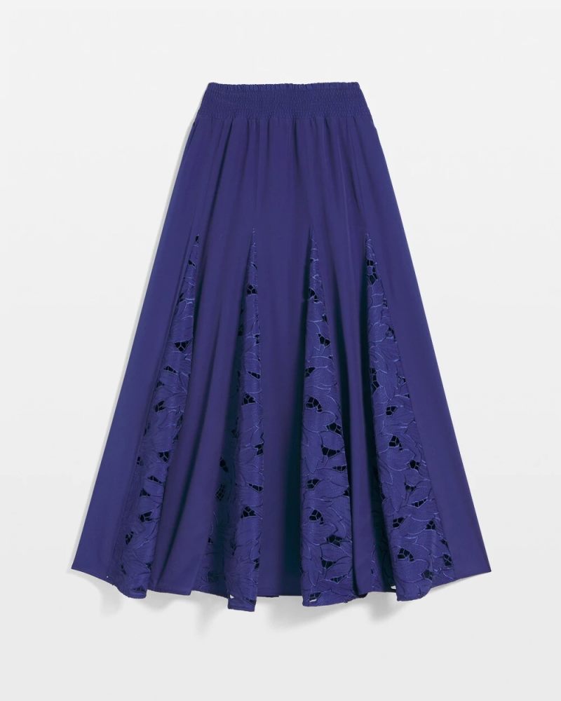 Chicos Godet Maxi Eyelet Skirt - BLUE CASA