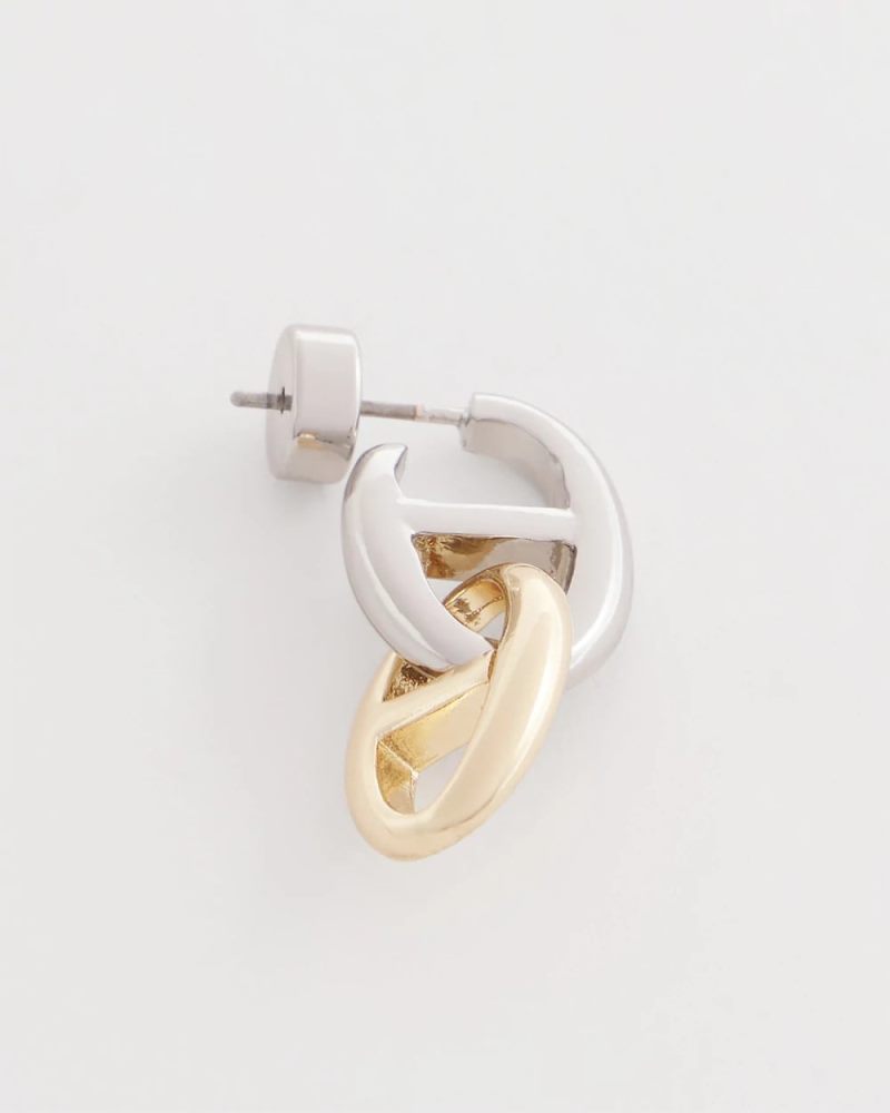 Chicos Mixed Metal Link Earrings - MIXED METALS