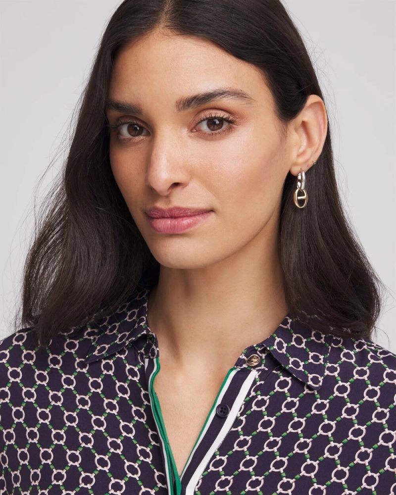 Chicos Mixed Metal Link Earrings - MIXED METALS