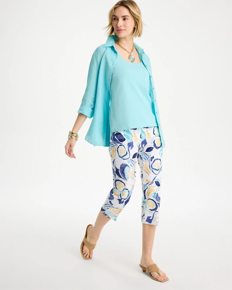 Chicos Contour Cotton™ Square Neck Tank - BONDI BLUE
