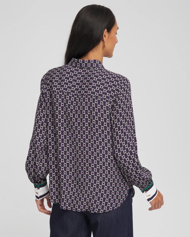 Chicos Faux Silk Twill Shirt - PASSPORT BLUE