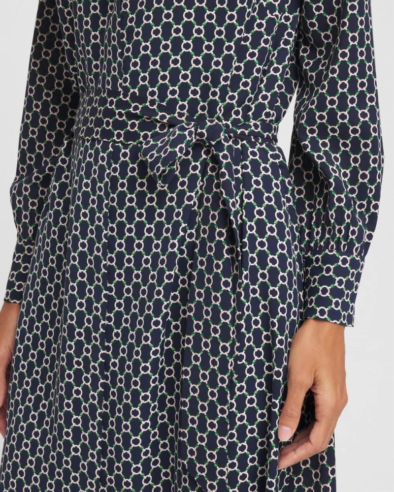 Chicos Chain Print Maxi Shirtdress - PASSPORT BLUE