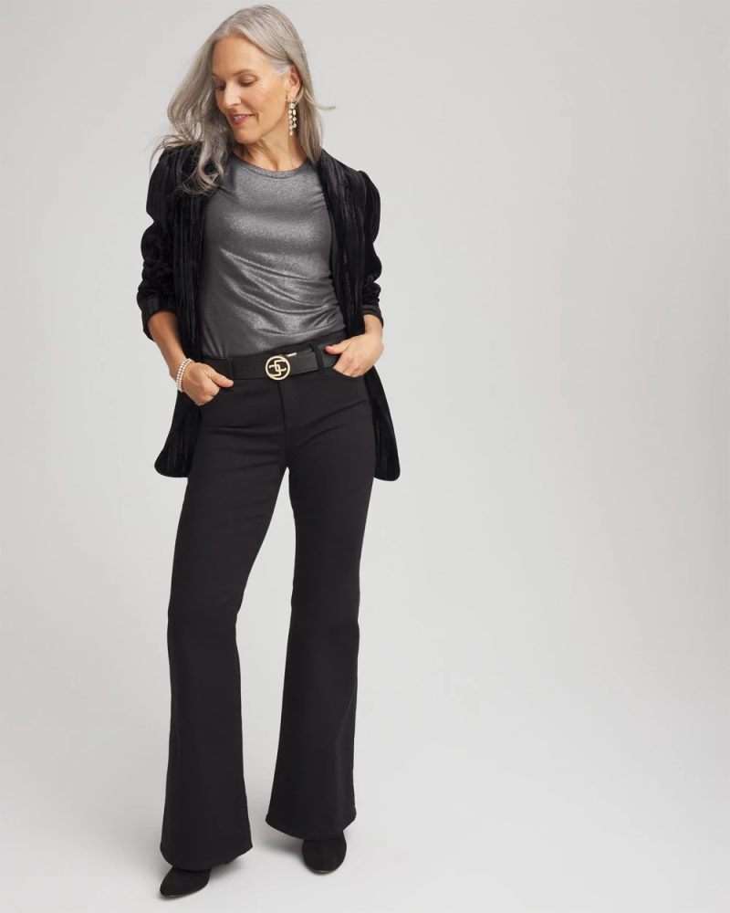 Chicos Touch of Cool™ Foil Long Sleeve Layering Tee - MOON SHADE GRAY