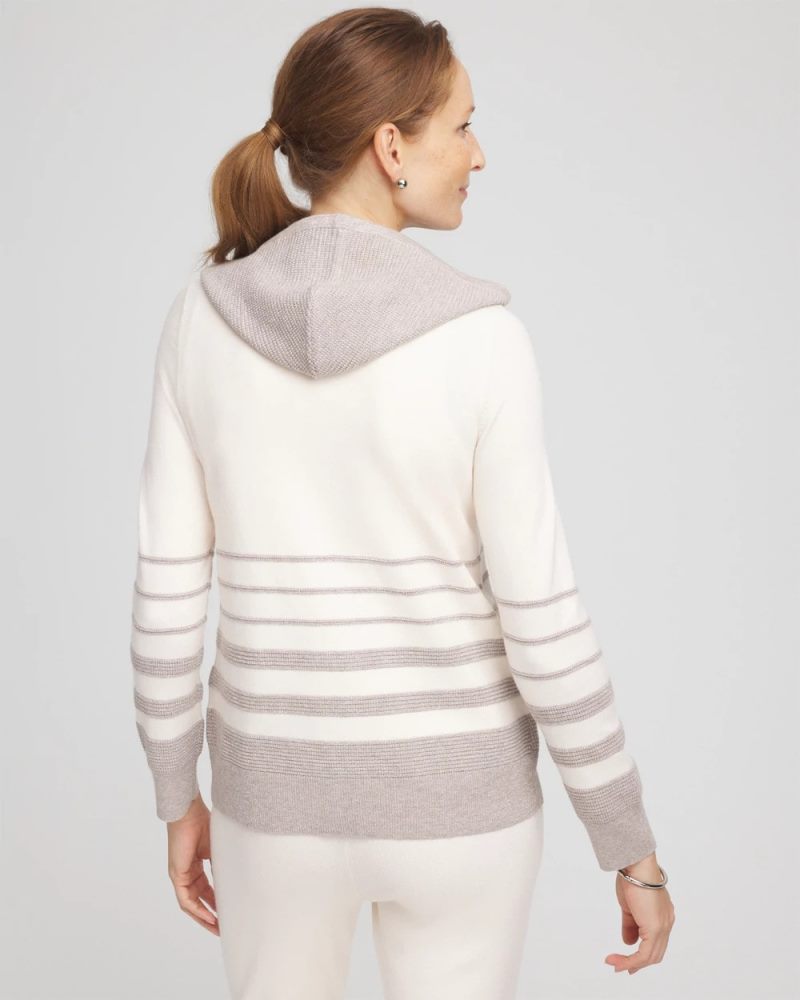 Chicos Zenergy® Luxe Metallic Striped Sweater - ENGLISH CREAM