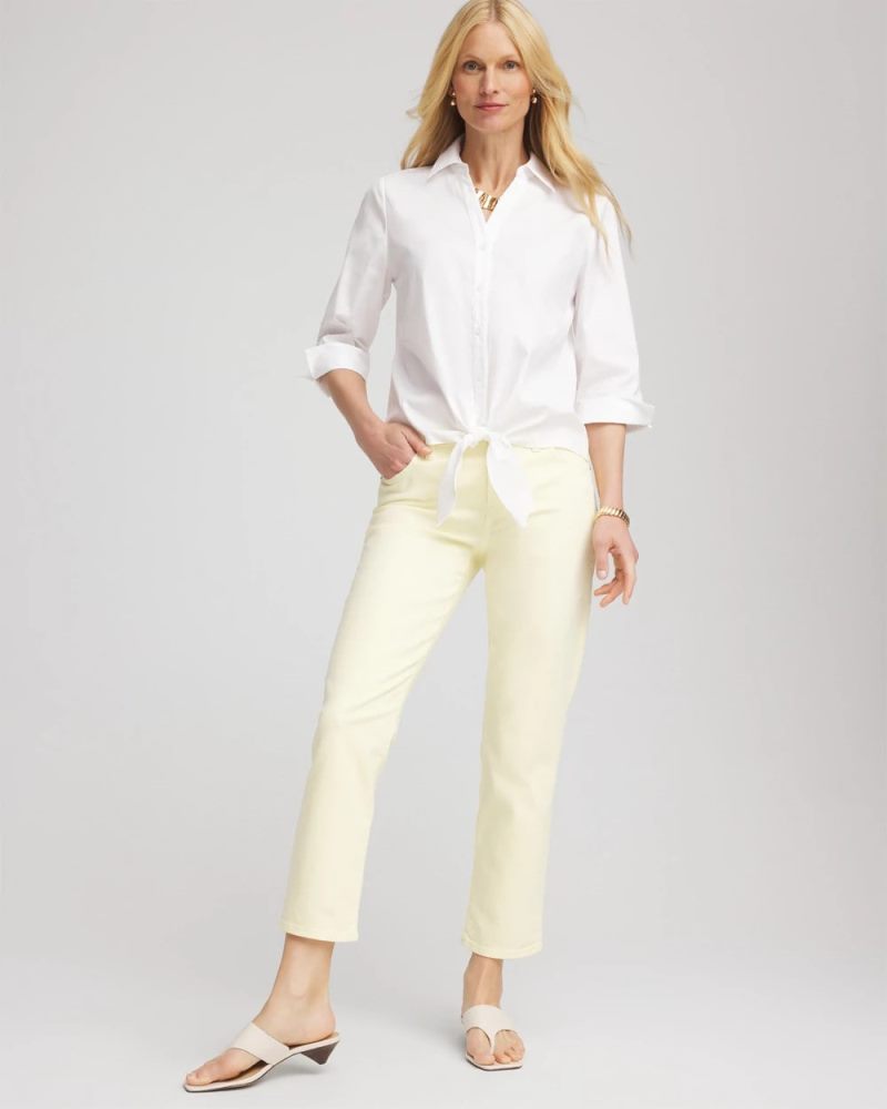 Chicos Girlfriend Slim Cropped Jeans - PANNA COTTA