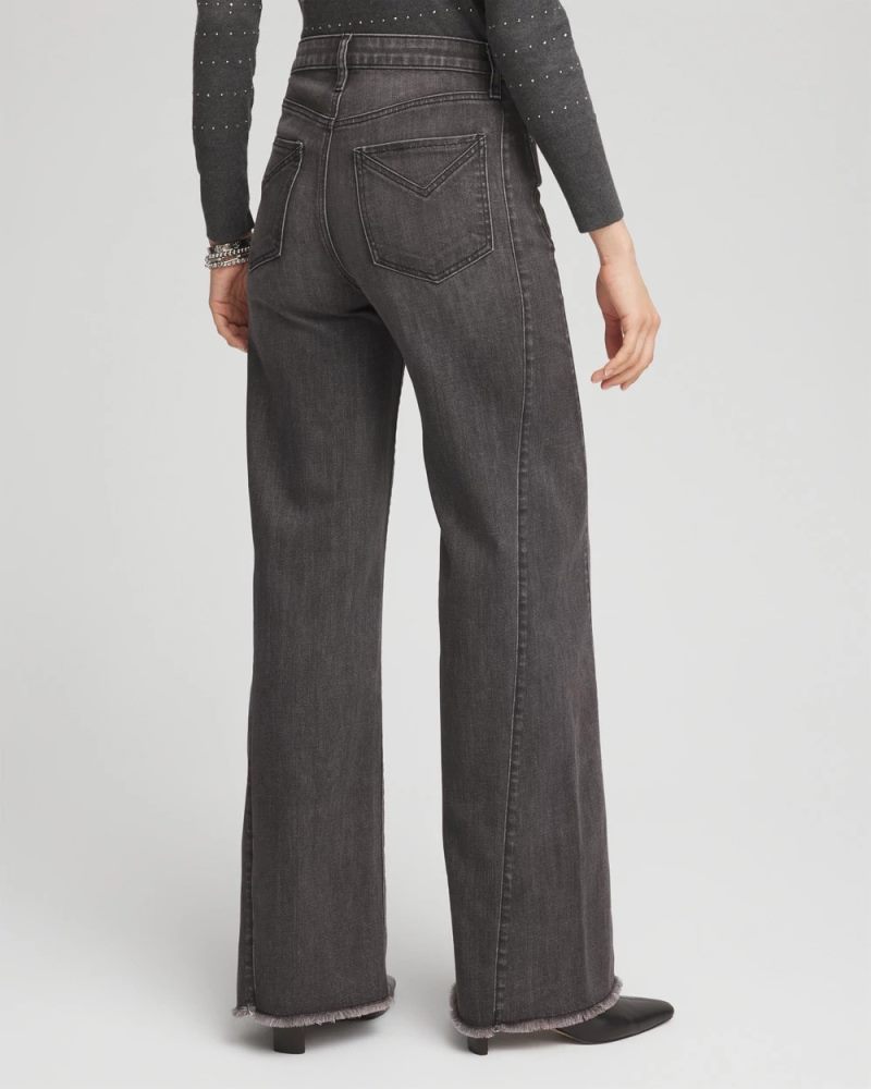 Chicos Wide Leg Frayed Hem Jeans - COLSON BAY WASH
