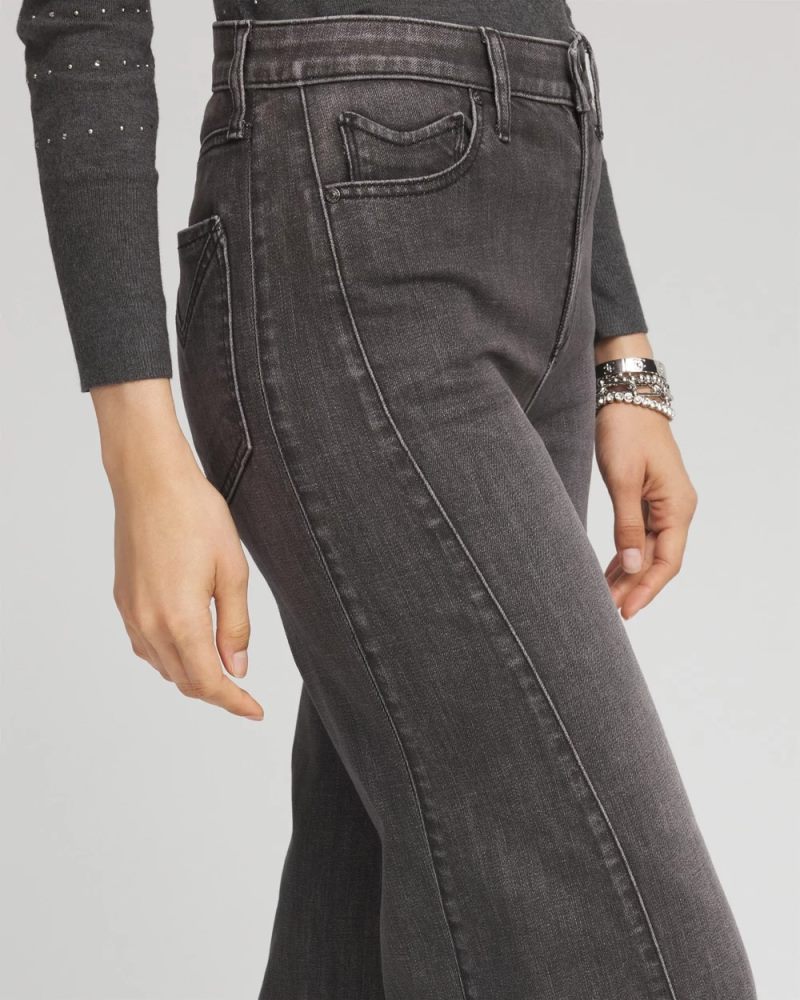 Chicos Wide Leg Frayed Hem Jeans - COLSON BAY WASH