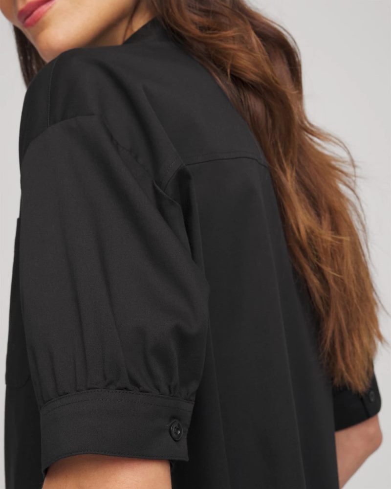 Chicos No Iron Short-Sleeved Shirt - BLACK