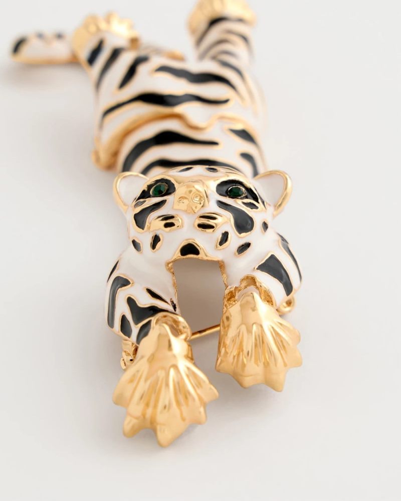 Chicos Tiger Brooch - BLACK/WHITE