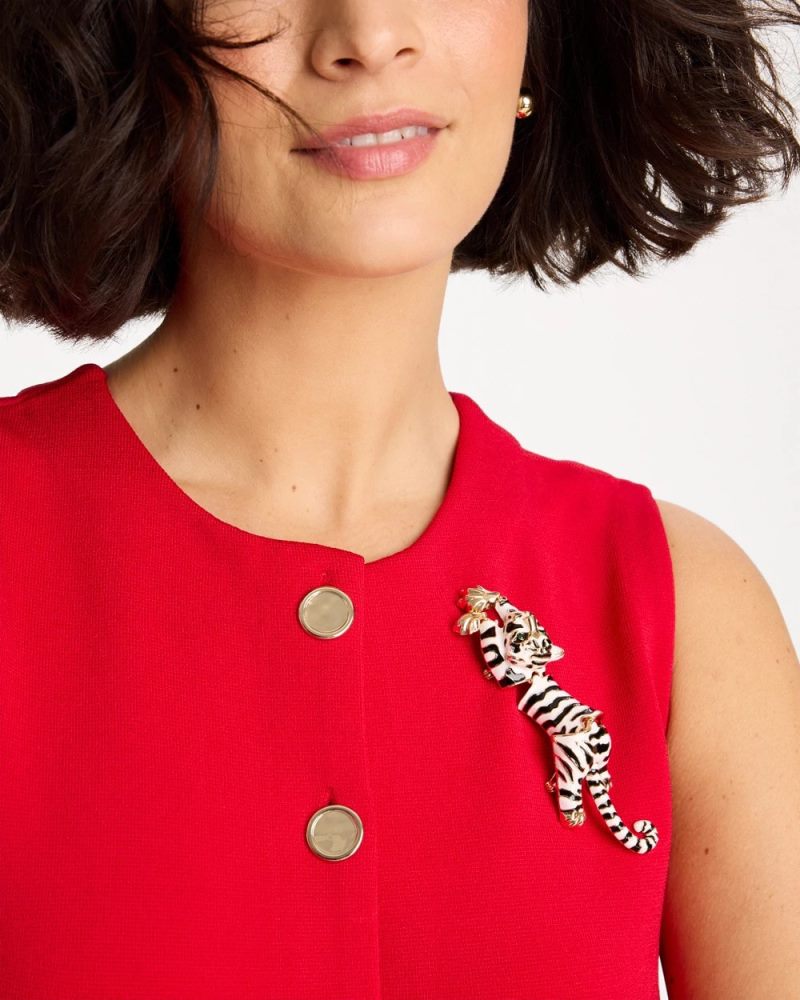 Chicos Tiger Brooch - BLACK/WHITE