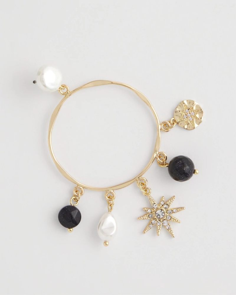 Chicos Starry Night Charm Hoop Earrings - GOLD
