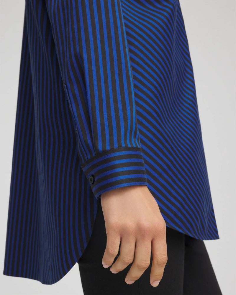 Chicos No Iron Slimming Striped Tunic - COBALT STONE