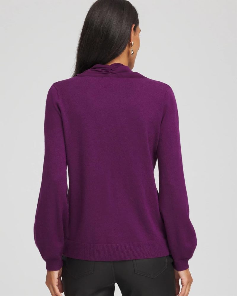 Chicos Bow-Detailed Sweater - PURPLE ROYALE