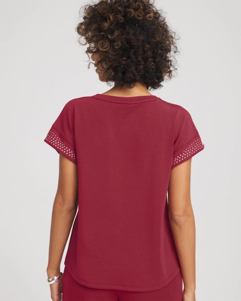 Chicos Zenergy® Embellished Short-Sleeve Top - RUSSET RED