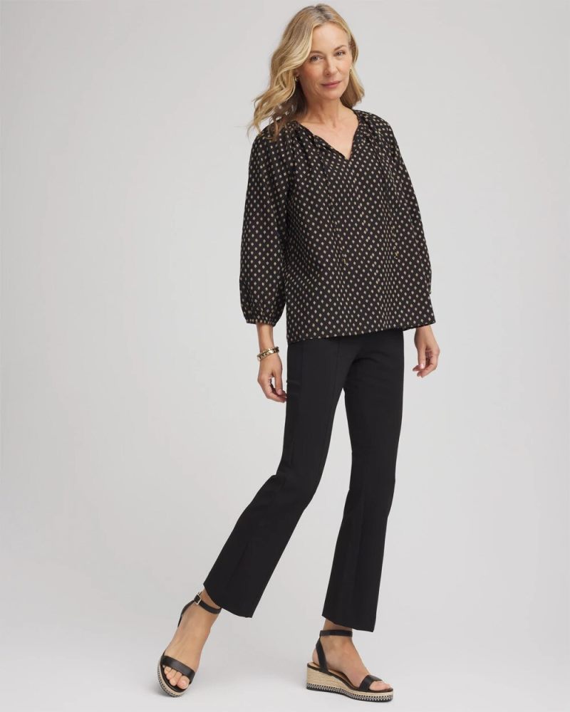 Chicos Lightweight Juliet Flared Ankle Pants - BLACK
