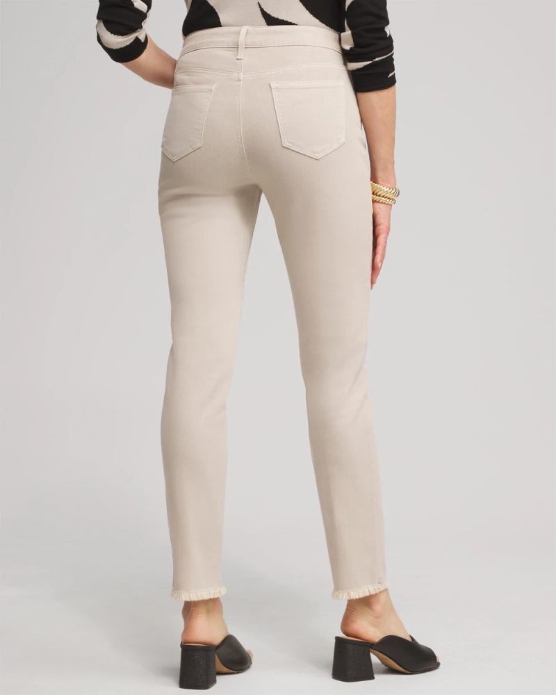 Chicos Girlfriend Fray Hem Ankle Jeans - SMOKEY TAUPE