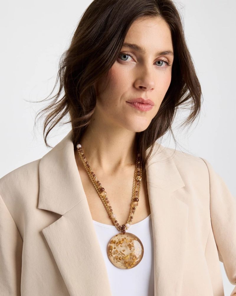 Chicos Gold Foil Pendant Necklace - NEUTRAL