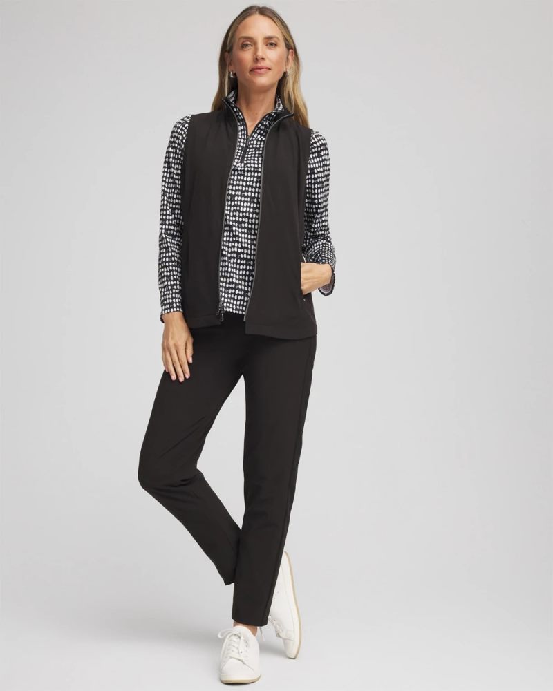Chicos Zenergy® UPF Printed Half-Zip Mockneck Top - BLACK