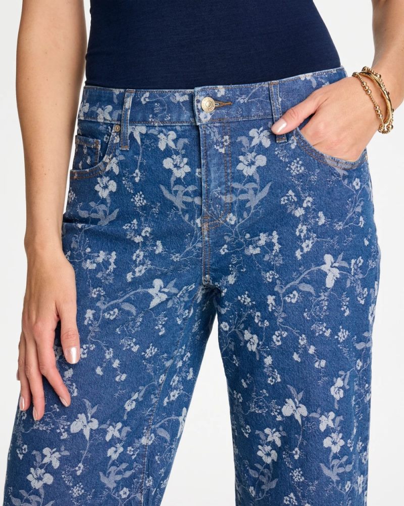 Chicos Girlfriend Wide Floral Crop Jean - INDIGO