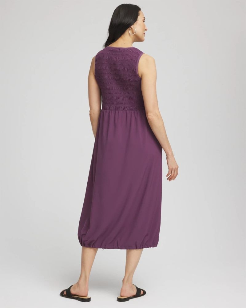 Chicos Zenergy® UPF Smocked Midi Dress - WASHED GRAPE