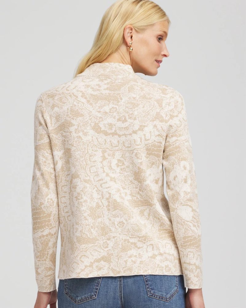Chicos Ella Jacquard Mockneck Sweater - ENGLISH CREAM