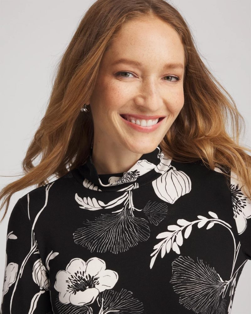 Chicos Touch of Cool™ Mockneck Layering Tee - BLACK