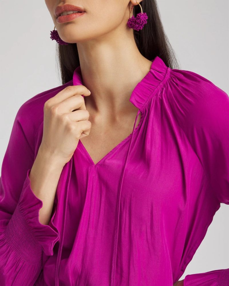 Chicos Drop Waist Pleated Tier Dress - AFRICAN VIOLET