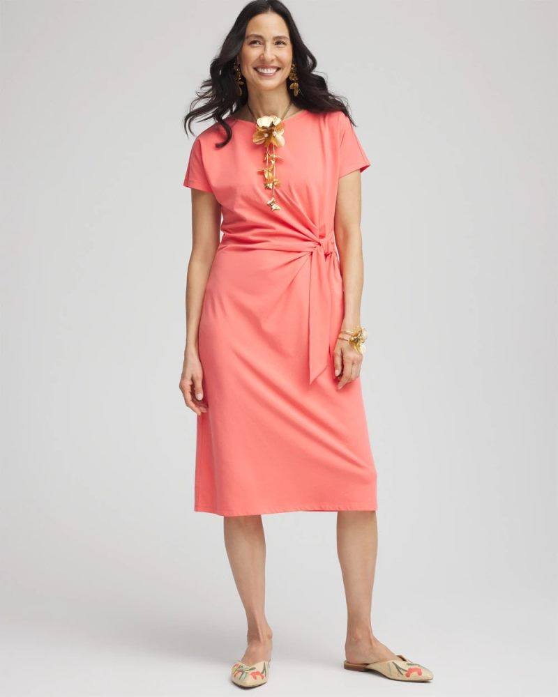 Chicos Dolman-Sleeved Side-Tie Dress - MELON MAMBO