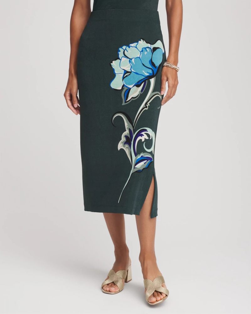 Chicos Travelers™ Artisanal Midi Skirt - DARKEST SPRUCE