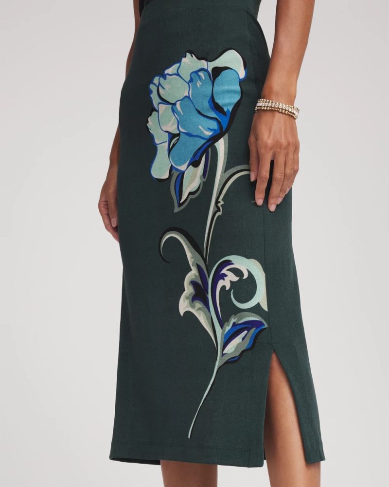 Chicos Travelers™ Artisanal Midi Skirt - DARKEST SPRUCE