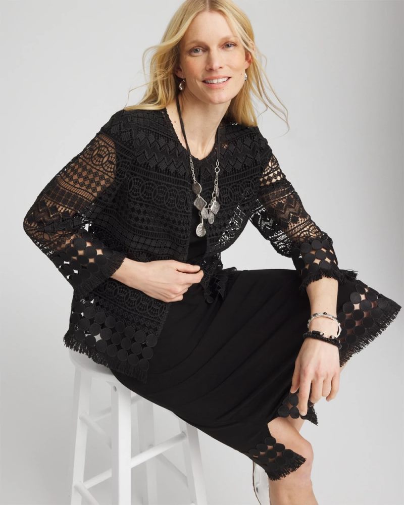 Chicos Travelers™ Lace Fringe Jacket - TRAVELERS BLACK