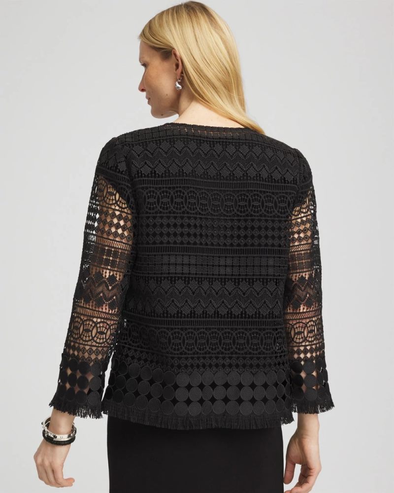 Chicos Travelers™ Lace Fringe Jacket - TRAVELERS BLACK