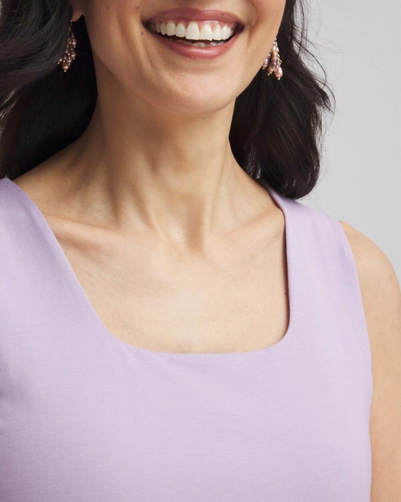 Chicos Contour Cotton™ Square Neck Tank - GENTLE LAVENDER