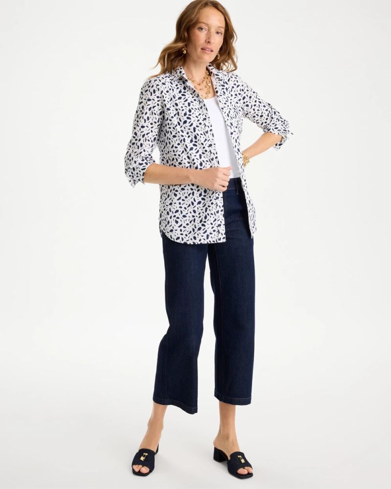 Chicos No Iron Stretch Printed Shirt - OPTIC WHITE