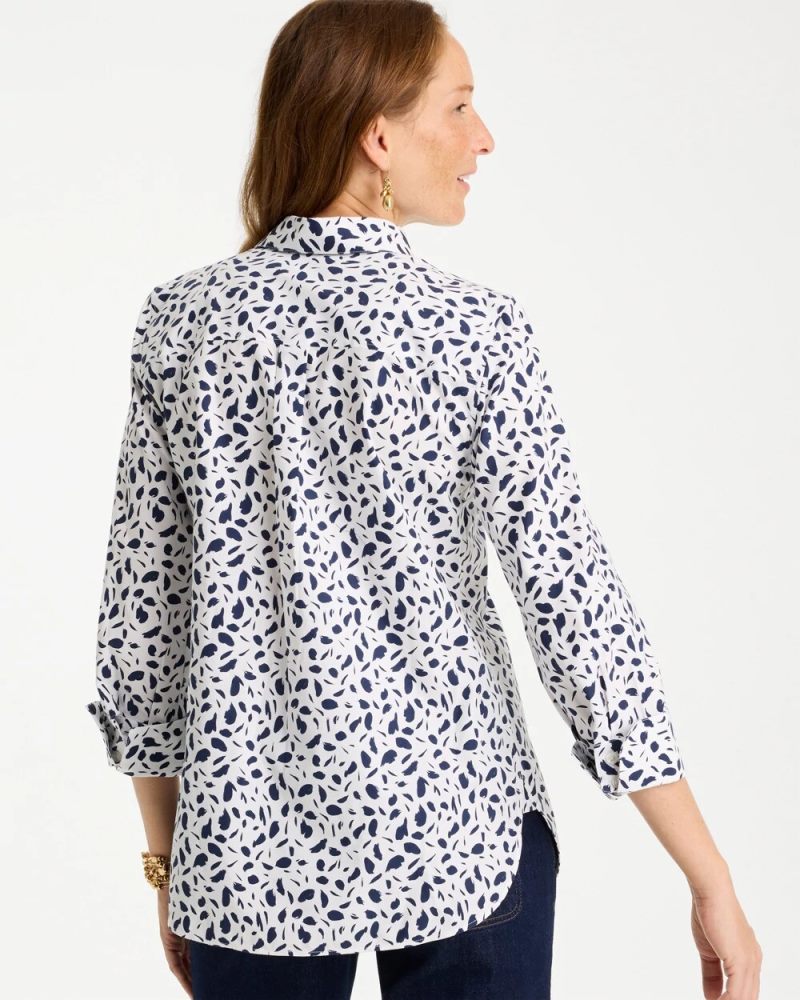 Chicos No Iron Stretch Printed Shirt - OPTIC WHITE
