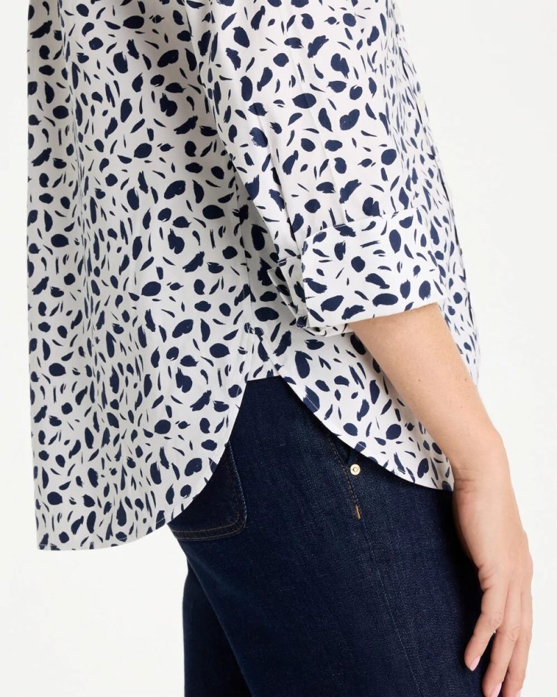 Chicos No Iron Stretch Printed Shirt - OPTIC WHITE