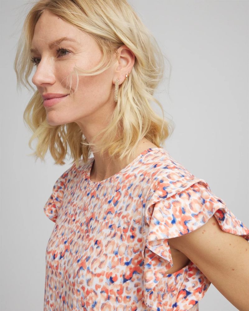 Chicos Touch of Cool™ Tiered Flutter Sleeved Tee - ALABASTER
