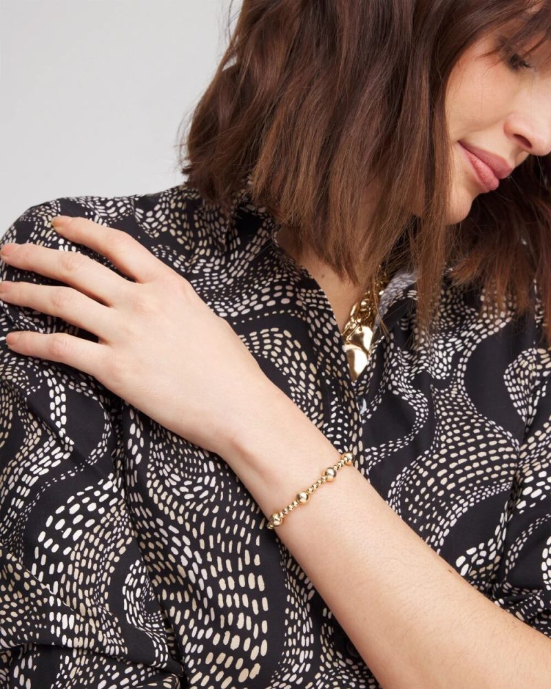 Chicos Gold-tone Medium Bead Stretch Bracelet - GOLD