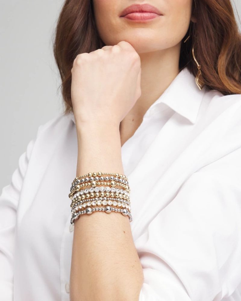 Chicos Gold-tone Medium Bead Stretch Bracelet - GOLD